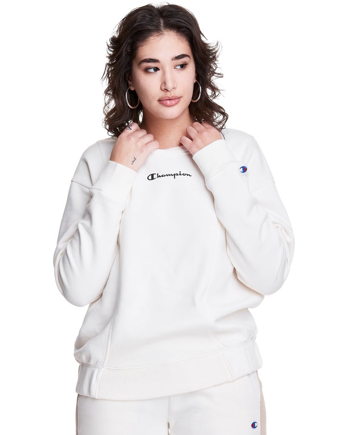 Champion Fleece Crew - Naisten Valkoinen Collegepaita - Suomi 5681329-EH